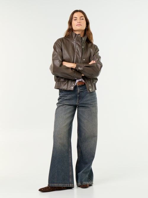 Blouson oversize in similpelle con collo alto - Kiabi
