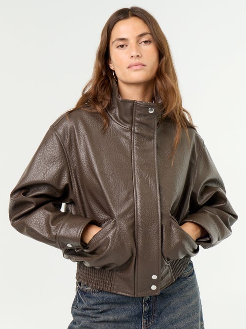 Blouson oversize in similpelle con collo alto - Kiabi