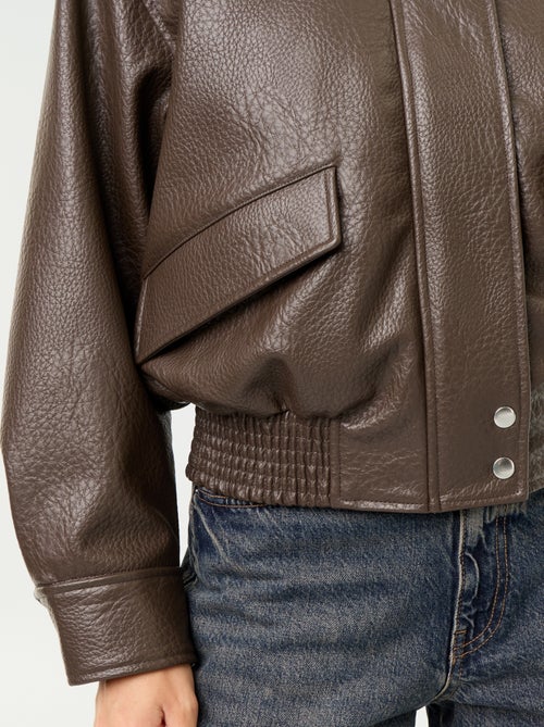 Blouson oversize in similpelle con collo alto - Kiabi