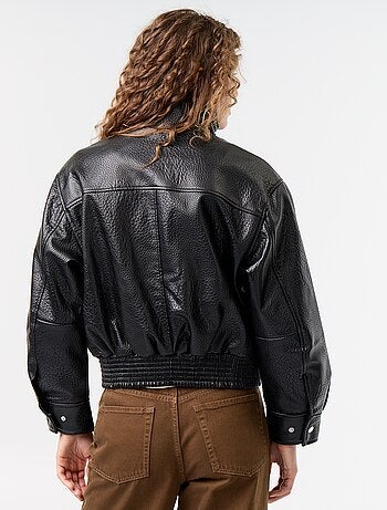 Blouson oversize in similpelle con collo alto