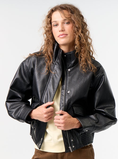 Blouson oversize in similpelle con collo alto - Kiabi