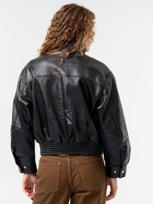 Blouson oversize in similpelle con collo alto - Kiabi