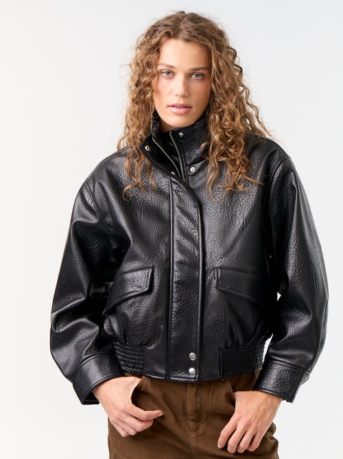 Blouson oversize in similpelle con collo alto - Kiabi