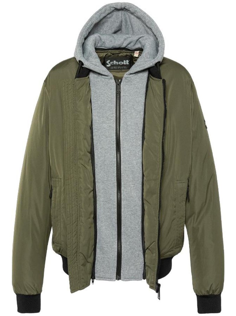 Blouson Schott con Plastron Rimovibile Verde kaki chiaro - Kiabi