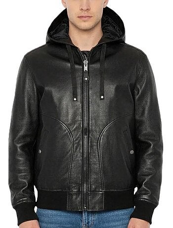 Blouson Uomo Schott in Pelle con Cappuccio
