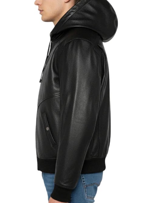 Blouson Uomo Schott in Pelle con Cappuccio - Kiabi Blouson Uomo Schott in Pelle con Cappuccio - Kiabi