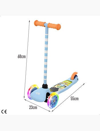 Bluey monopattino a 3 ruote 55x23x68 cm max 20 kg con luci e freni