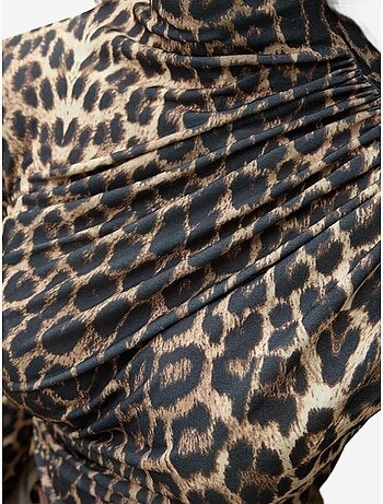 Blusa a collo alto con stampa leopardata hiccup