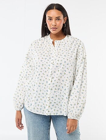 Blusa a collo rotondo e maniche lunghe