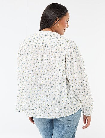 Blusa a collo rotondo e maniche lunghe