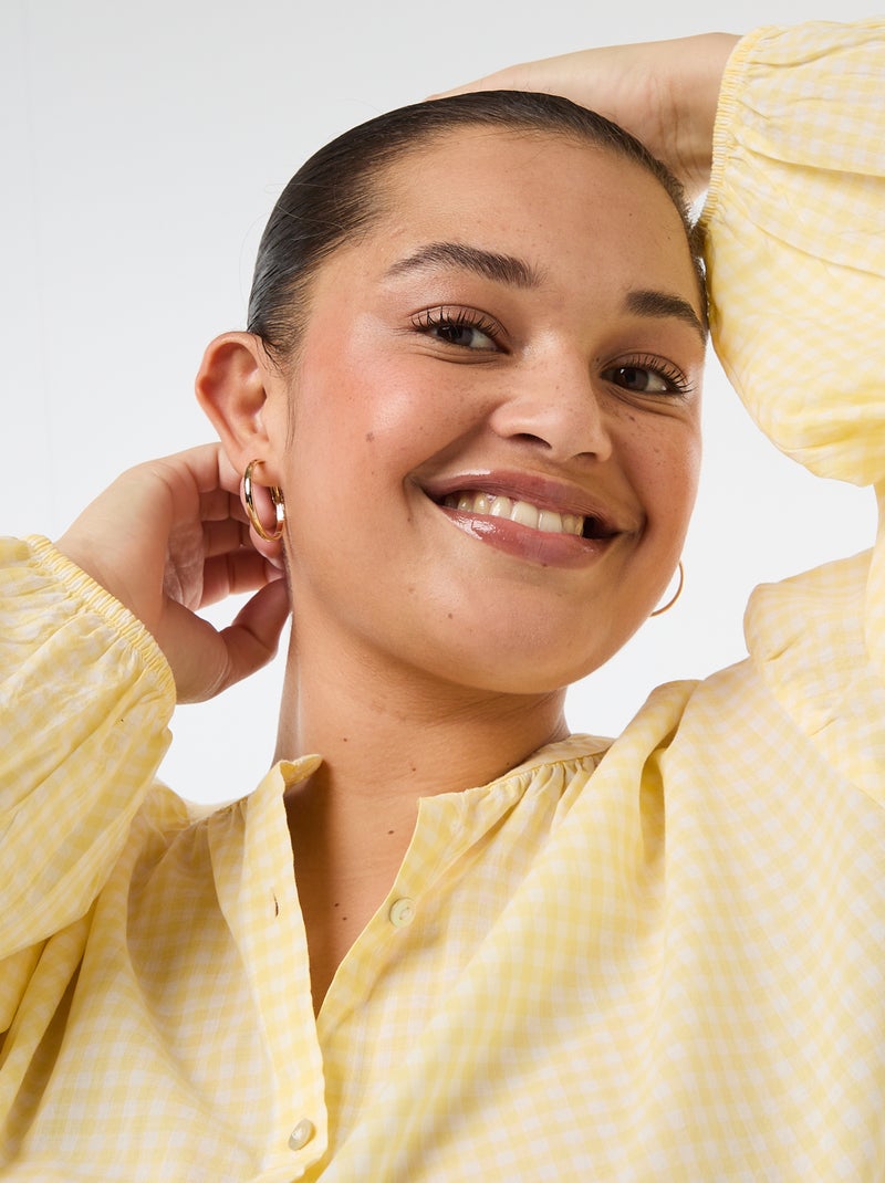 Blusa a collo rotondo e maniche lunghe Giallo - Kiabi
