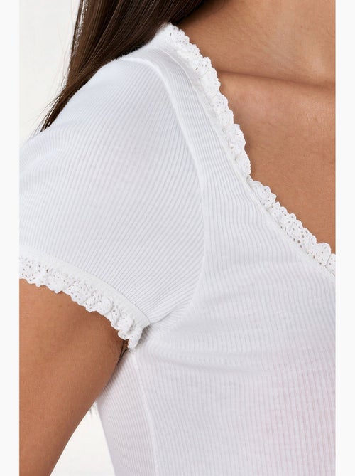 Blusa a coste con scollo a u slim fit busem - Kiabi Blusa a coste con scollo a u slim fit busem - Kiabi