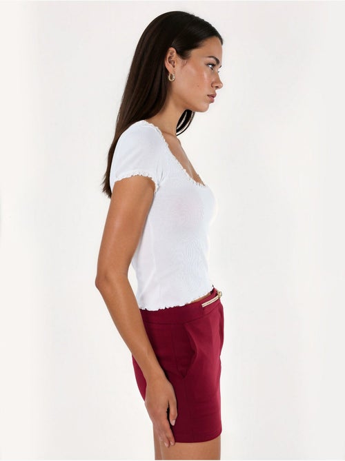 Blusa a coste con scollo a u slim fit busem - Kiabi Blusa a coste con scollo a u slim fit busem - Kiabi