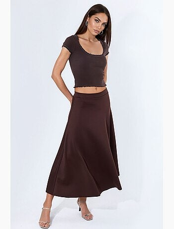 Blusa a coste con scollo a u slim fit busem