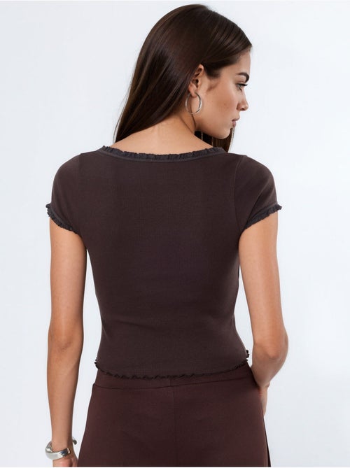 Blusa a coste con scollo a u slim fit busem - Kiabi Blusa a coste con scollo a u slim fit busem - Kiabi