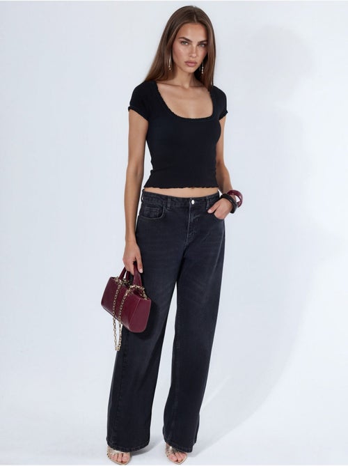 Blusa a coste con scollo a u slim fit busem - Kiabi Blusa a coste con scollo a u slim fit busem - Kiabi