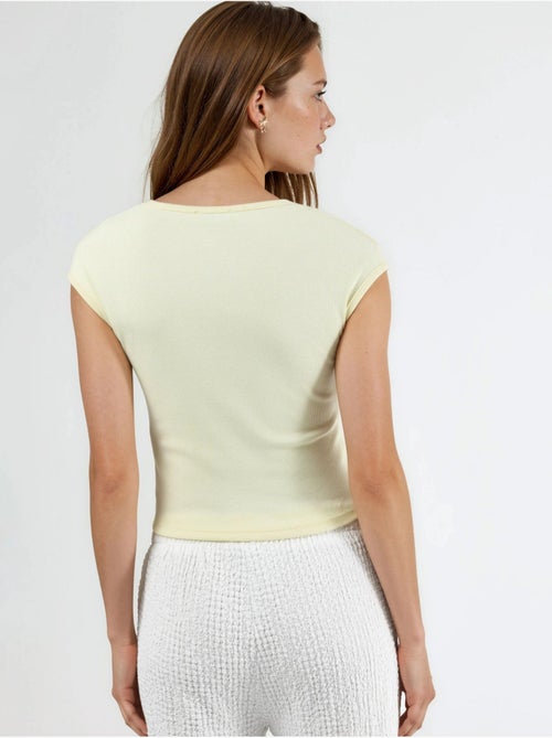 Blusa a coste con scollo a v busem - Kiabi Blusa a coste con scollo a v busem - Kiabi