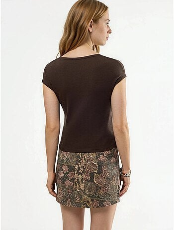 Blusa a coste con scollo a v busem