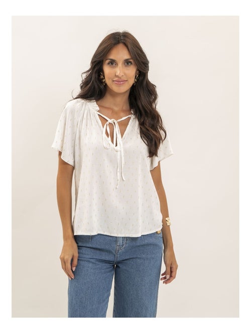 Blusa a maniche corte con motivi lurex FIKOL - Kiabi