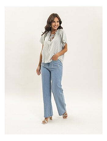 Blusa a maniche corte con motivi lurex FIKOL