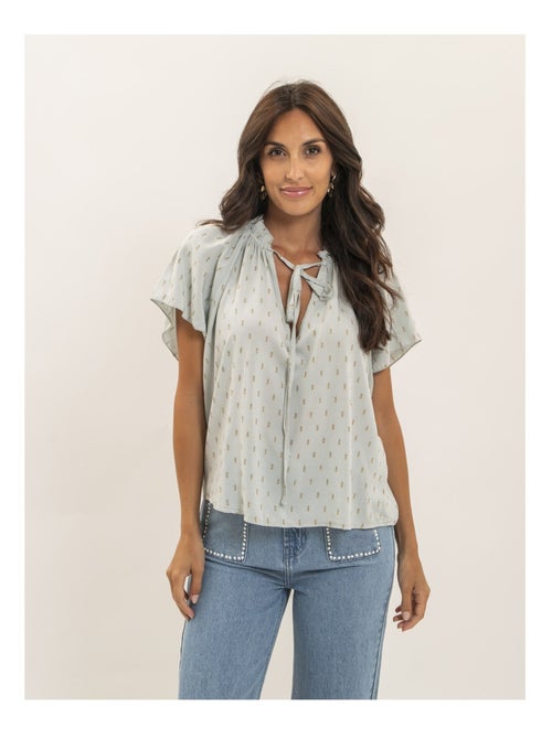 Blusa a maniche corte con motivi lurex FIKOL - Kiabi