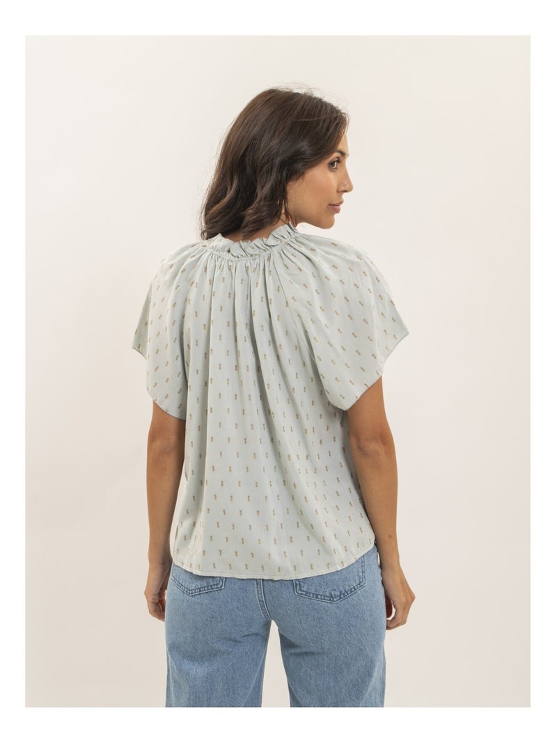 Blusa a maniche corte con motivi lurex FIKOL Grigio chiaro - Kiabi