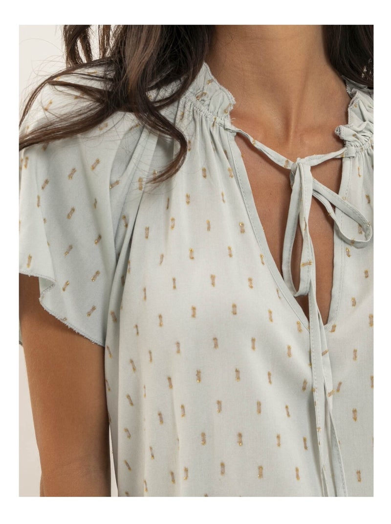 Blusa a maniche corte con motivi lurex FIKOL Grigio chiaro - Kiabi