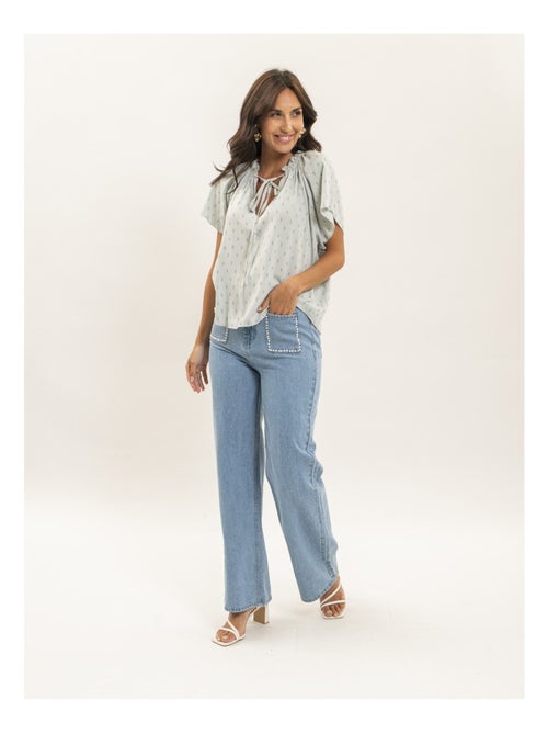 Blusa a maniche corte con motivi lurex FIKOL - Kiabi