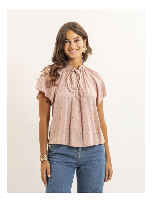 Blusa a maniche corte con motivi lurex FIKOL - Kiabi