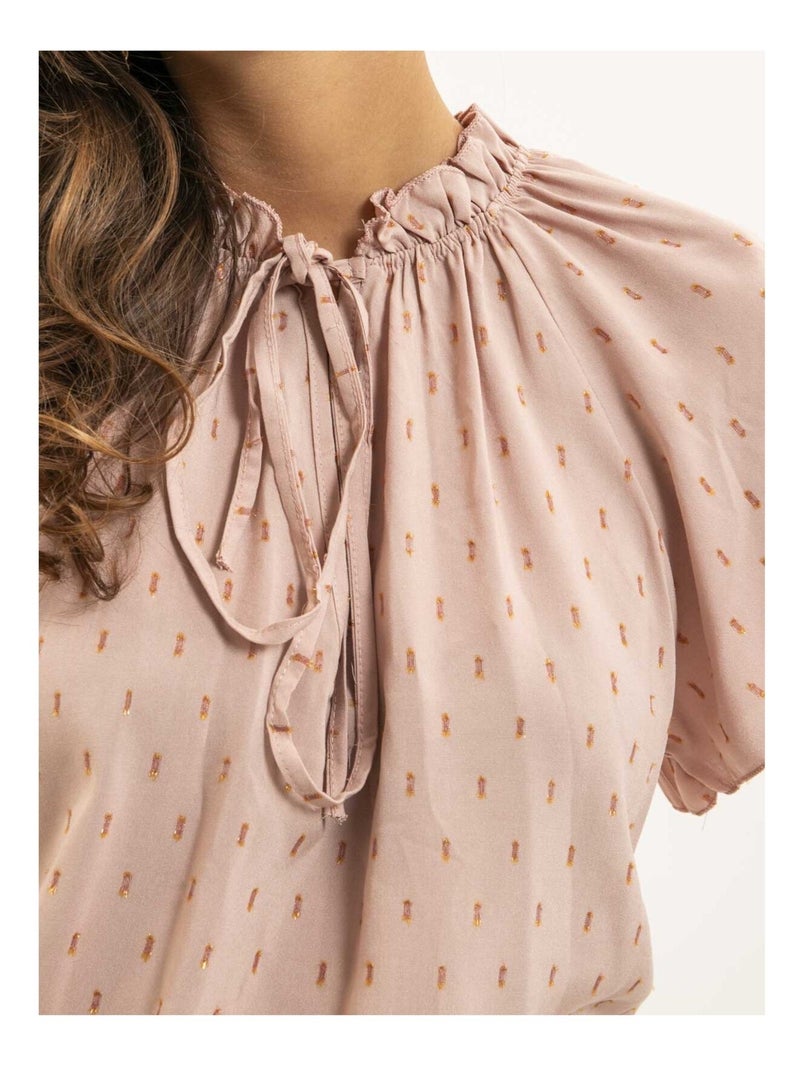 Blusa a maniche corte con motivi lurex FIKOL Rosa - Kiabi