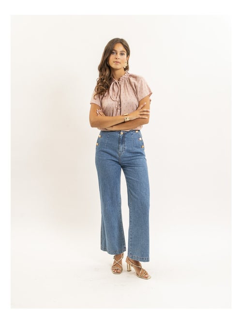 Blusa a maniche corte con motivi lurex FIKOL - Kiabi
