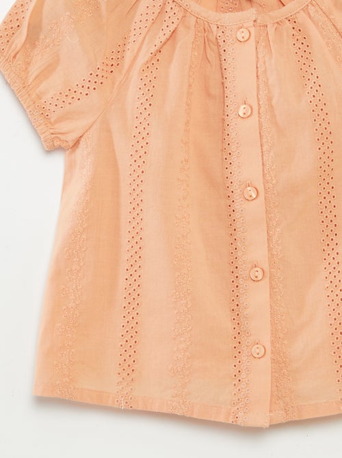 Blusa a maniche corte con ricami a punto inglese - Kiabi