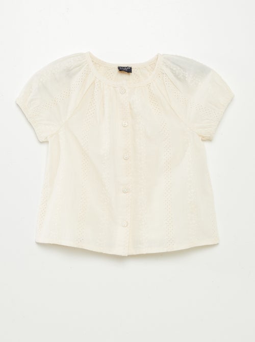 Blusa a maniche corte con ricami a punto inglese - Kiabi