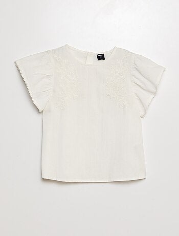 Blusa a maniche corte con ricami