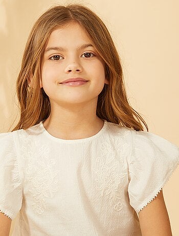 Blusa a maniche corte con ricami