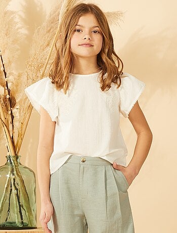 Blusa a maniche corte con ricami