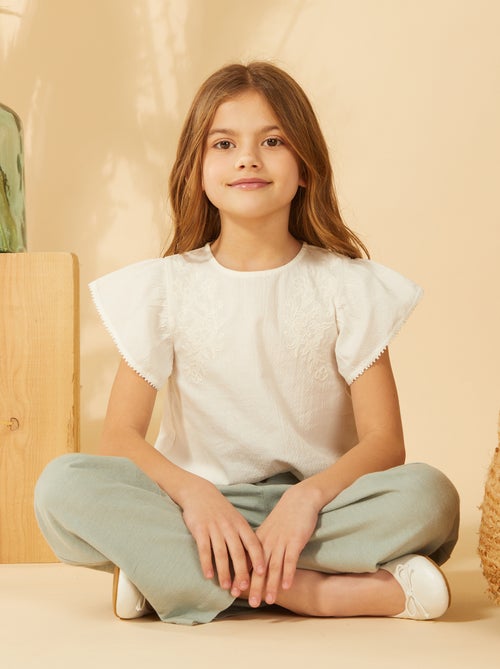 Blusa a maniche corte con ricami - Kiabi