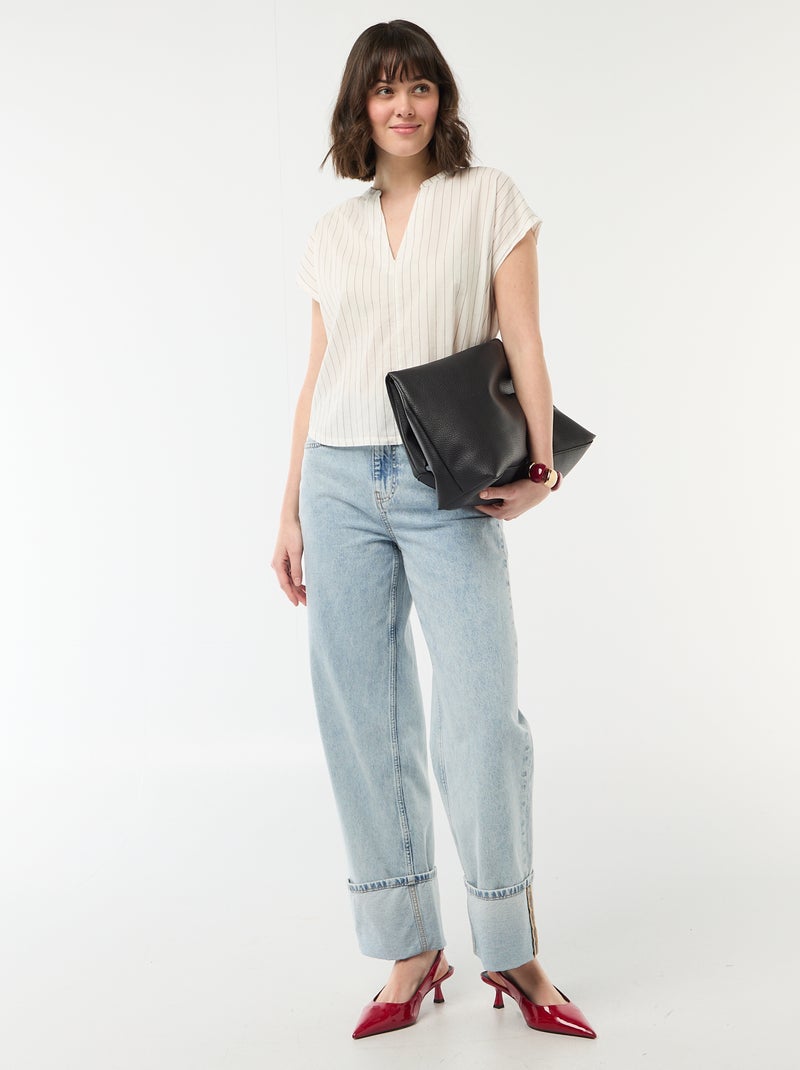 Blusa a maniche corte e scollo a V Bianco - Kiabi