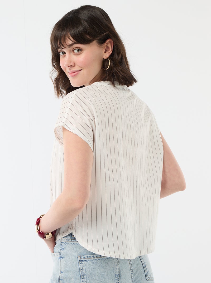 Blusa a maniche corte e scollo a V Bianco - Kiabi