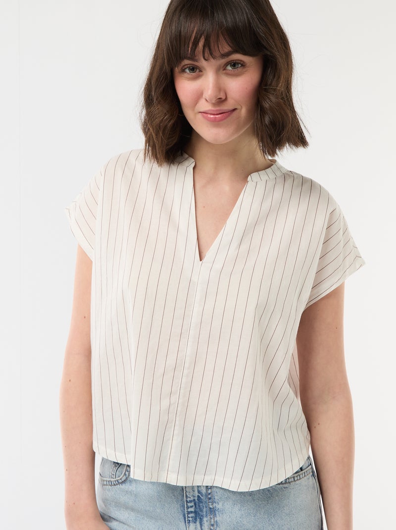 Blusa a maniche corte e scollo a V Bianco - Kiabi