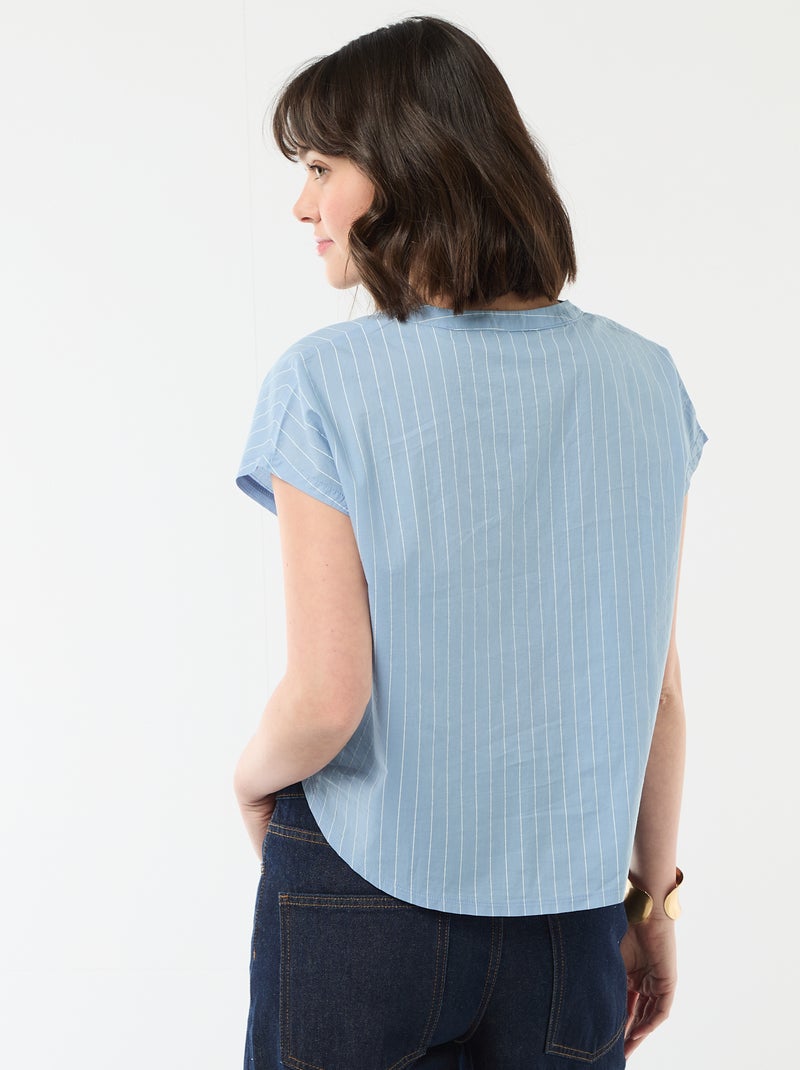 Blusa a maniche corte e scollo a V Blu - Kiabi