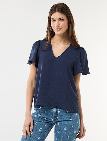 Blusa a maniche corte e scollo a V