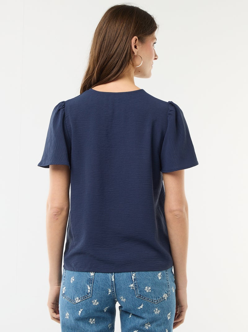 Blusa a maniche corte e scollo a V Blu Marino - Kiabi