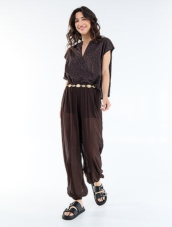 Blusa a maniche corte e scollo a V