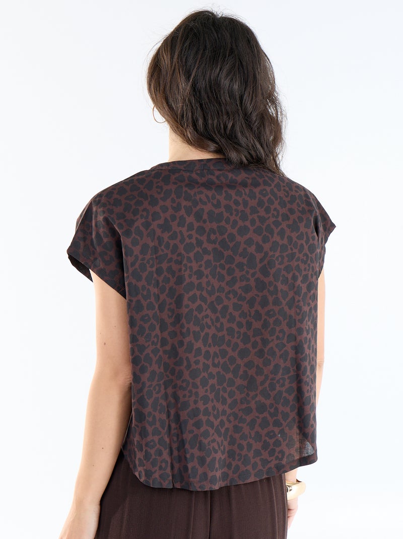 Blusa a maniche corte e scollo a V Marrone - Kiabi