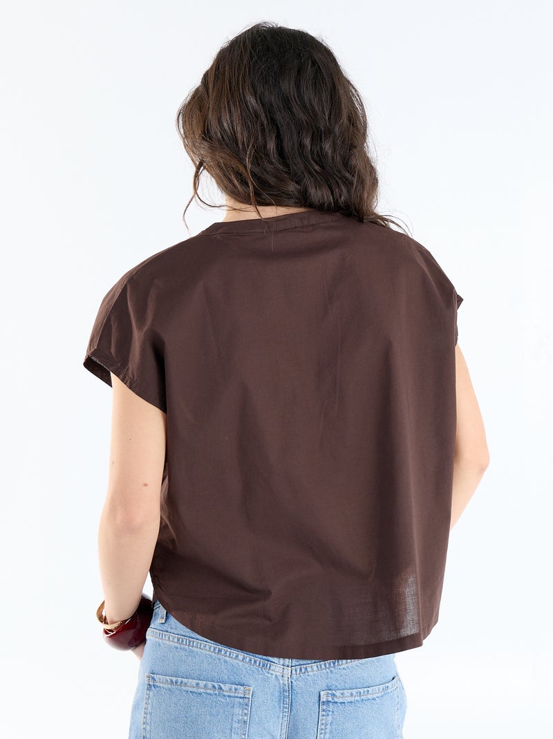 Blusa a maniche corte e scollo a V Marrone - Kiabi
