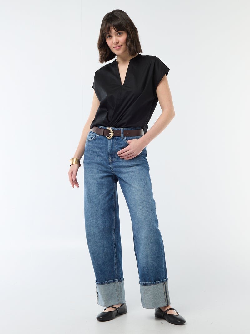 Blusa a maniche corte e scollo a V Nero - Kiabi