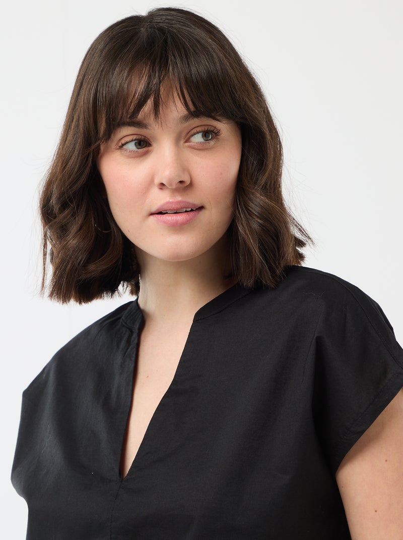 Blusa a maniche corte e scollo a V Nero - Kiabi
