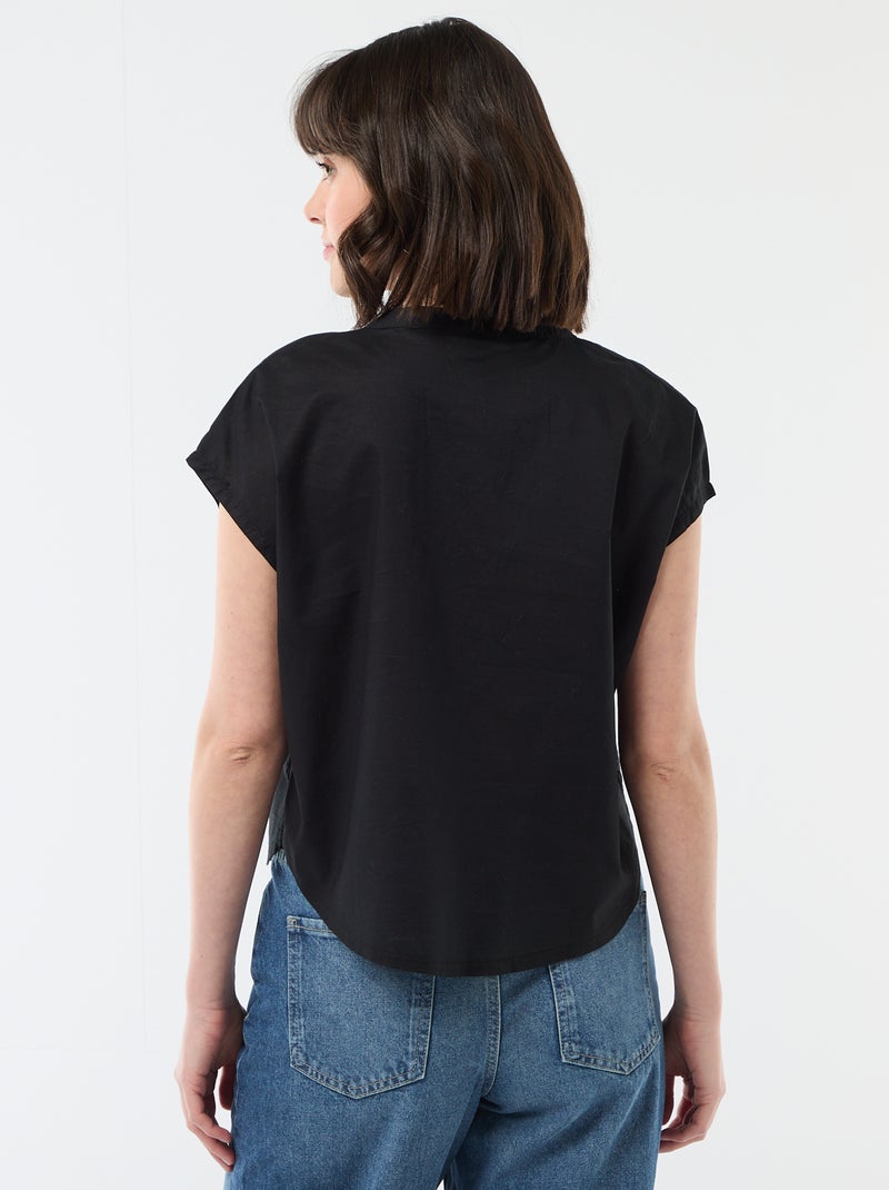 Blusa a maniche corte e scollo a V Nero - Kiabi