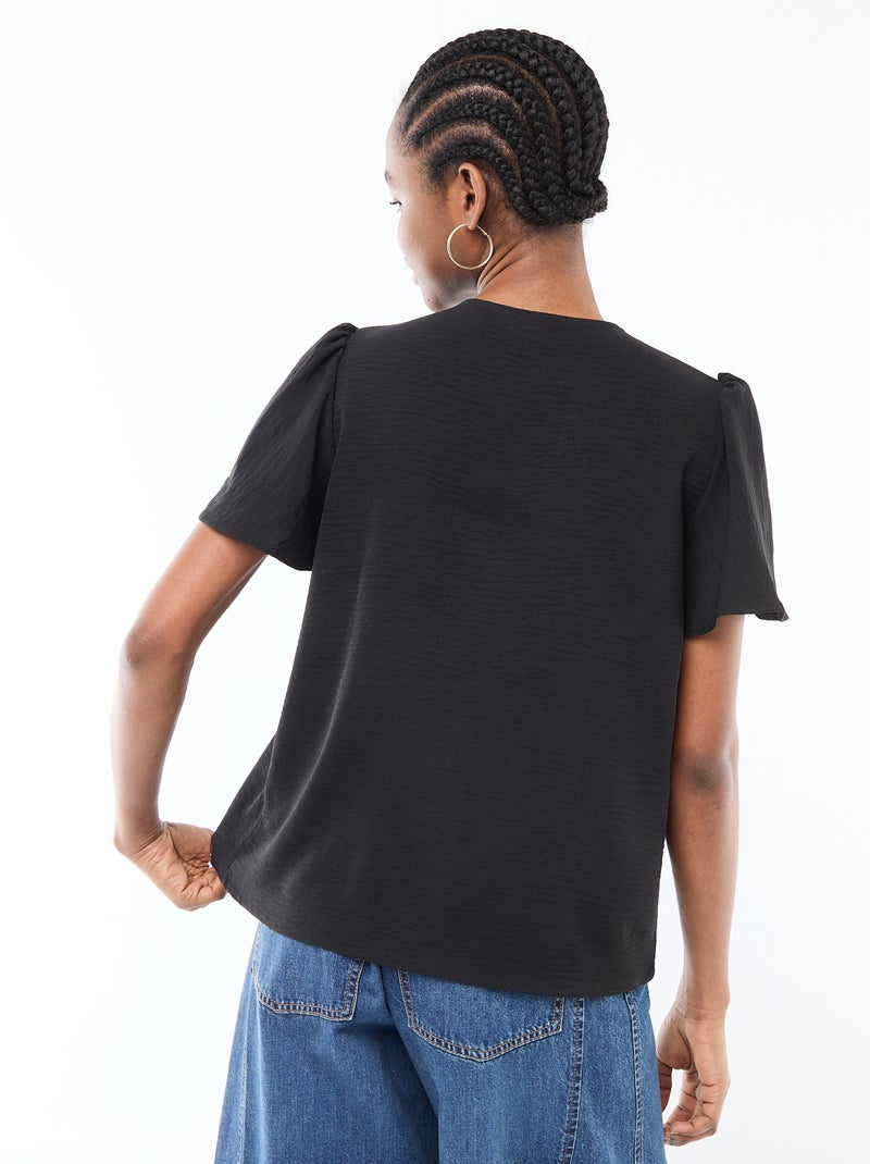 Blusa a maniche corte e scollo a V Nero - Kiabi